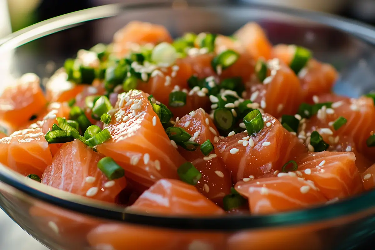 marinating salmon poke- salmon poke recipe