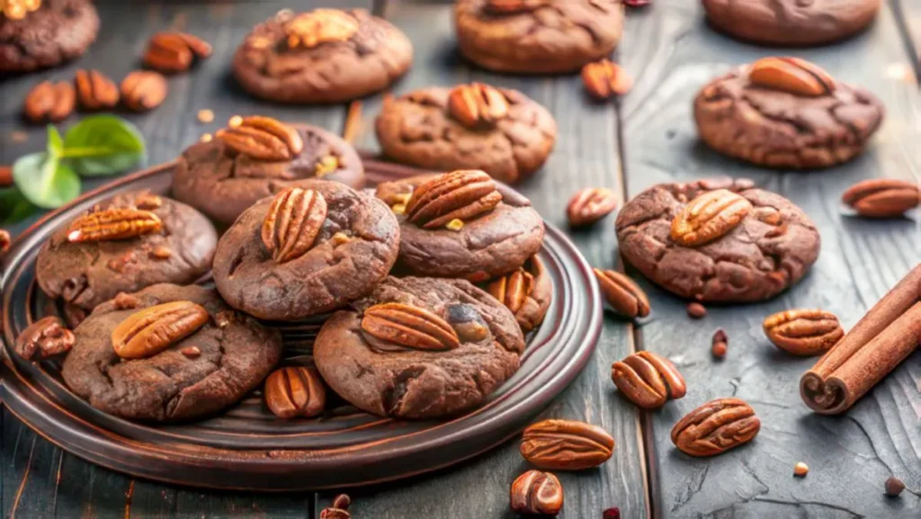 Close-up of pecan pie cookies on a plate