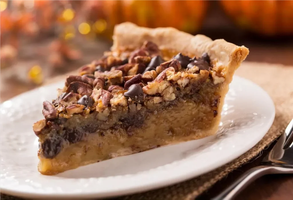 Homemade Chocolate Chip Pecan Pie Slice