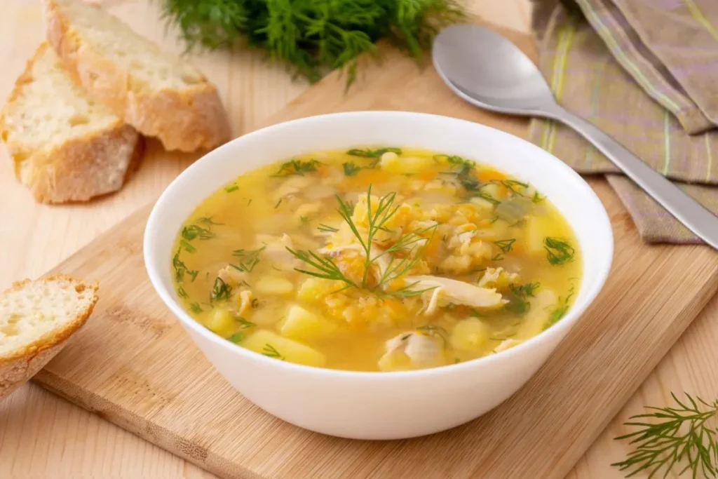 Bowl of homemade turkey vegetable soup