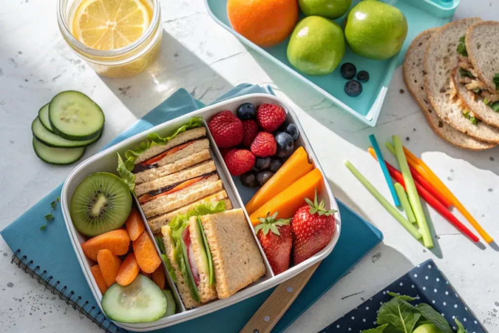 healthy lunch ideas for tweens with sandwiches and fruit