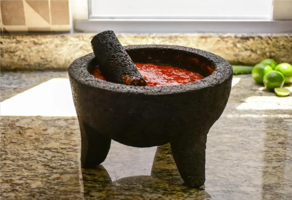 Molcajete Salsa Recipe - molcajete with freshly ground salsa