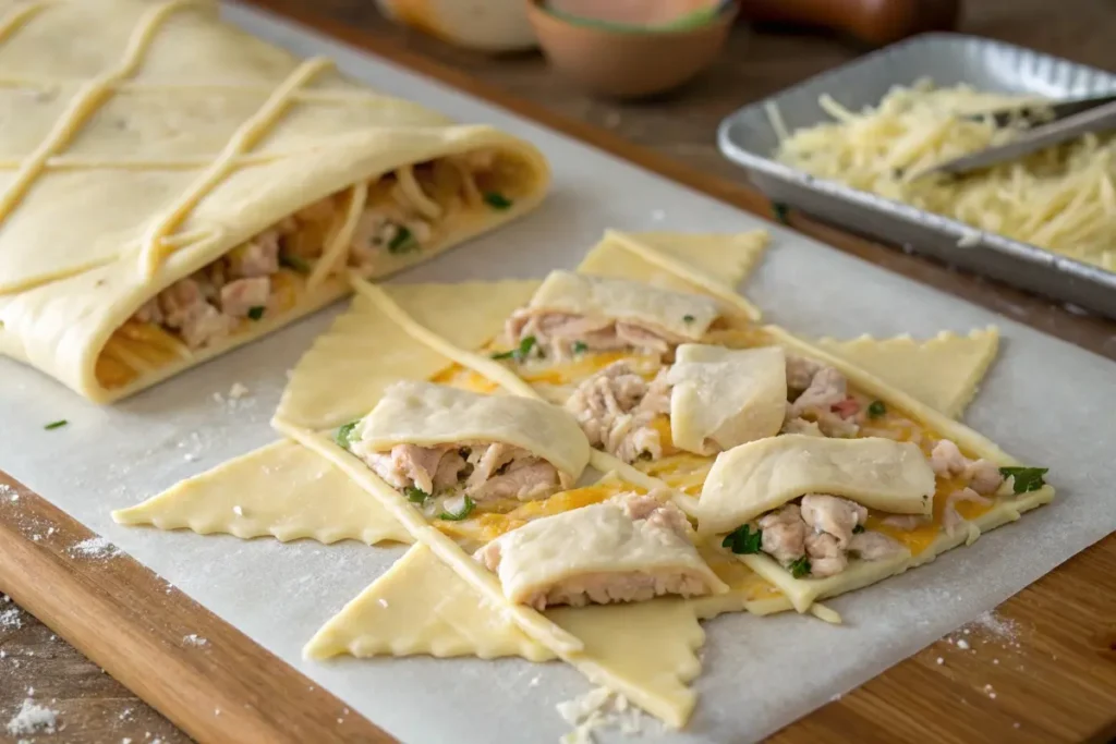 assembling chicken and cheese jalousie recipe- chicken and cheese jalousie recipe