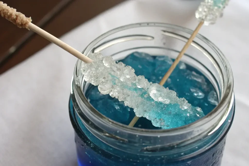 blue rock candy recipe jar- crystal candy recipe