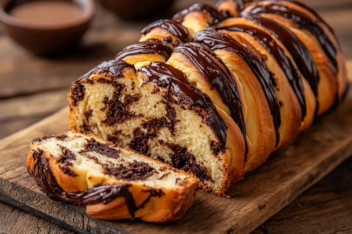 braided chocolate chip brioche recipe sliced