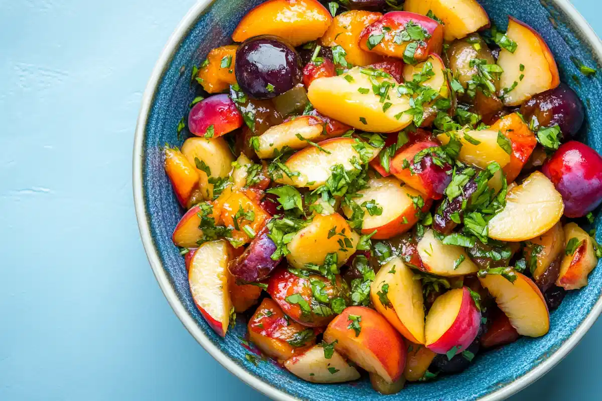 ratatouille fruit version served in a white bowl