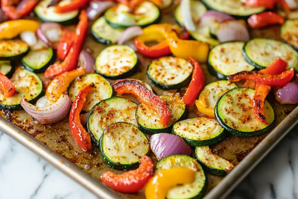 roasted vegetables sprinkled with chili lime seasoning