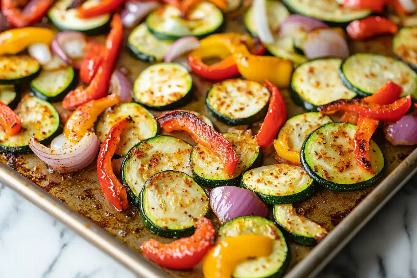 roasted vegetables sprinkled with chili lime seasoning