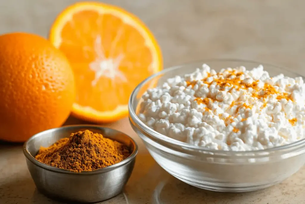 turmeric orange cottage cheese dip ingredients- orange cottage cheese dip turmeric