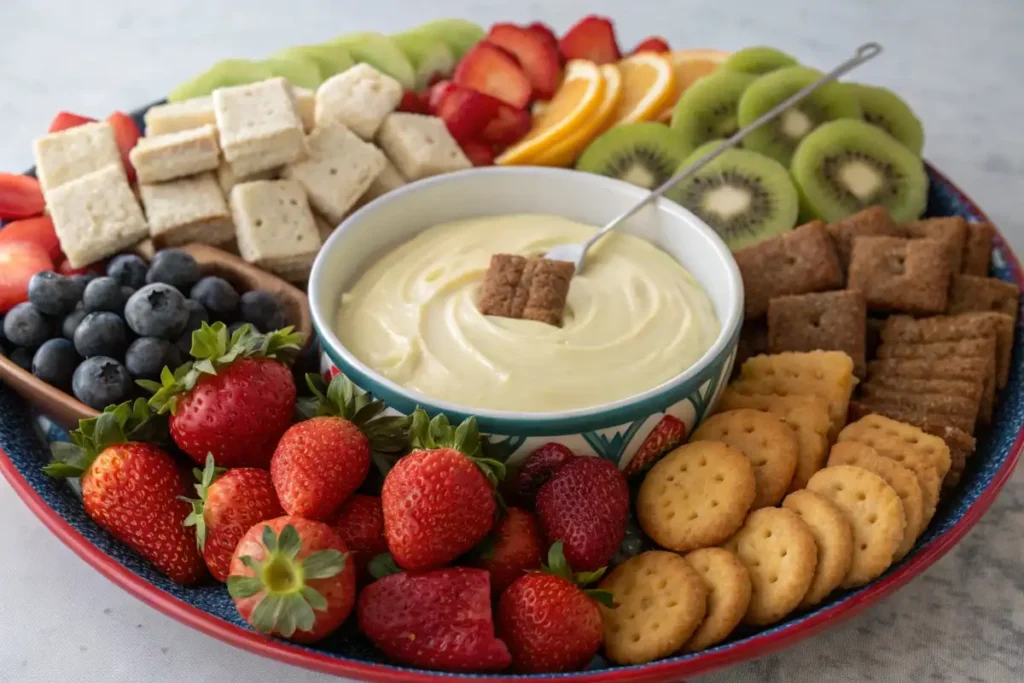 cheesecake fondue dipping ideas platter- cheesecake fondue