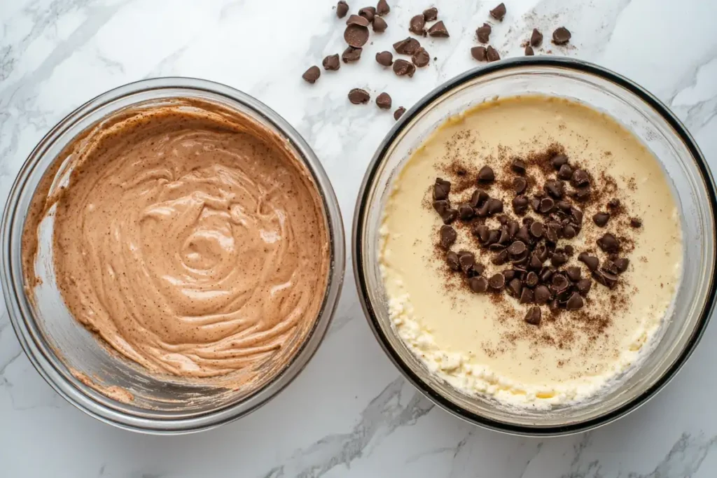 cinnamon roll cheesecake batter prep- cinnamon roll cheesecake