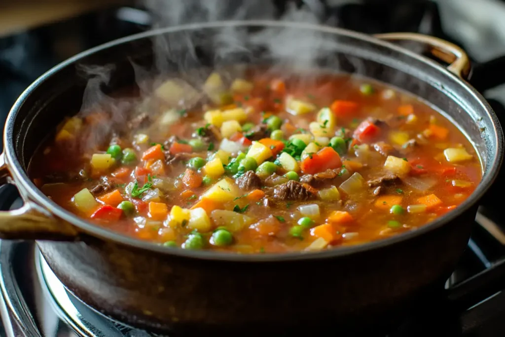 hawaiian beef stew recipe simmering pot- hawaiian beef stew recipe