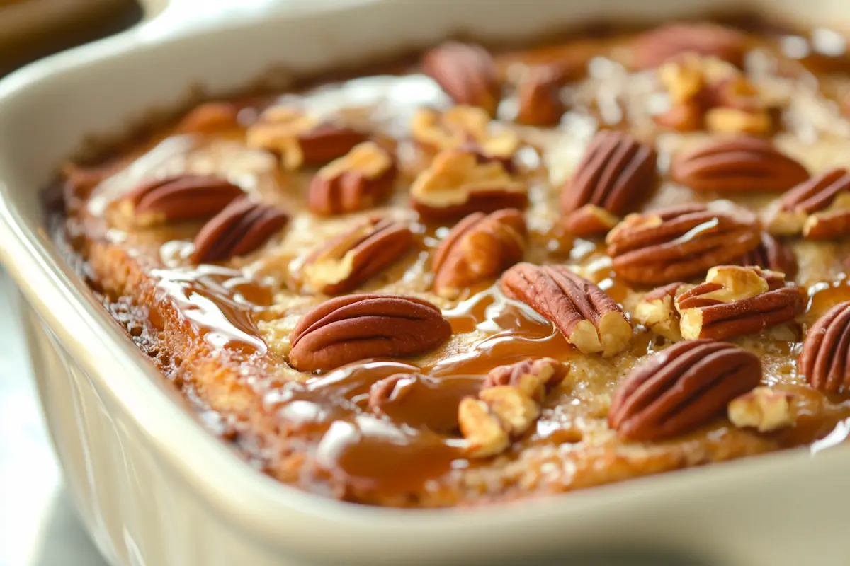 Pecan Pie Bread Pudding fresh from the oven