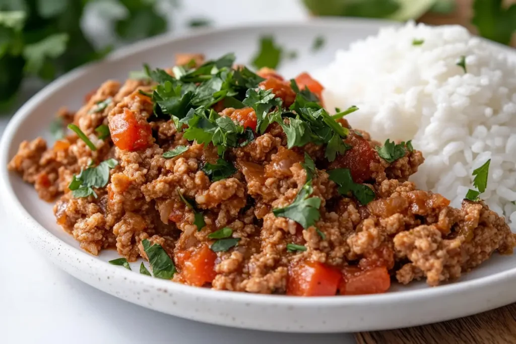 plated turkey mince recipe with fresh garnish- turkey mince recipes