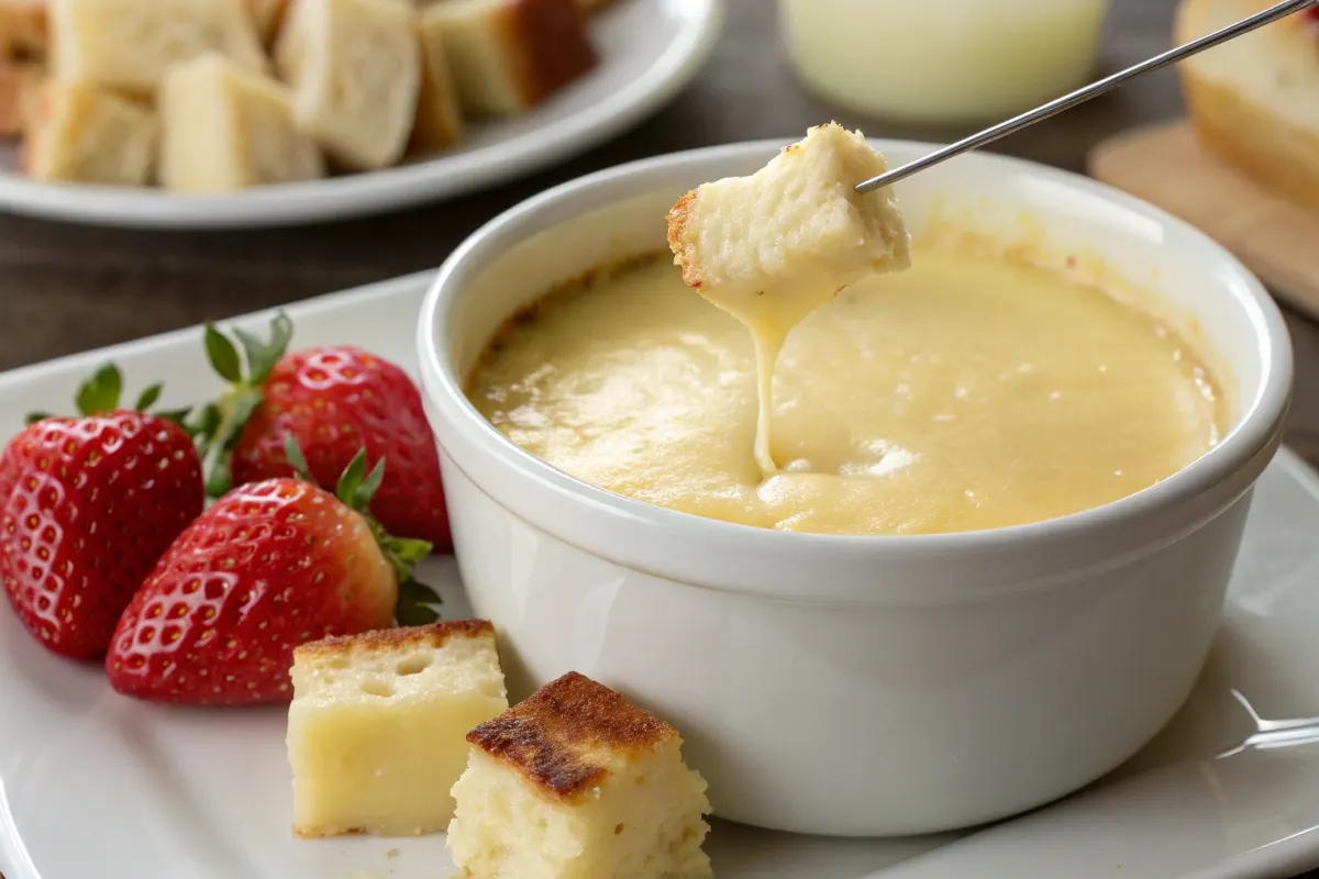 simple cheesecake fondue close-up