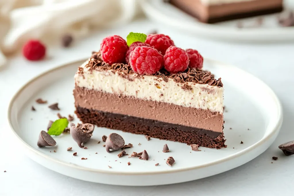 slice of triple chocolate cake- triple chocolate cake