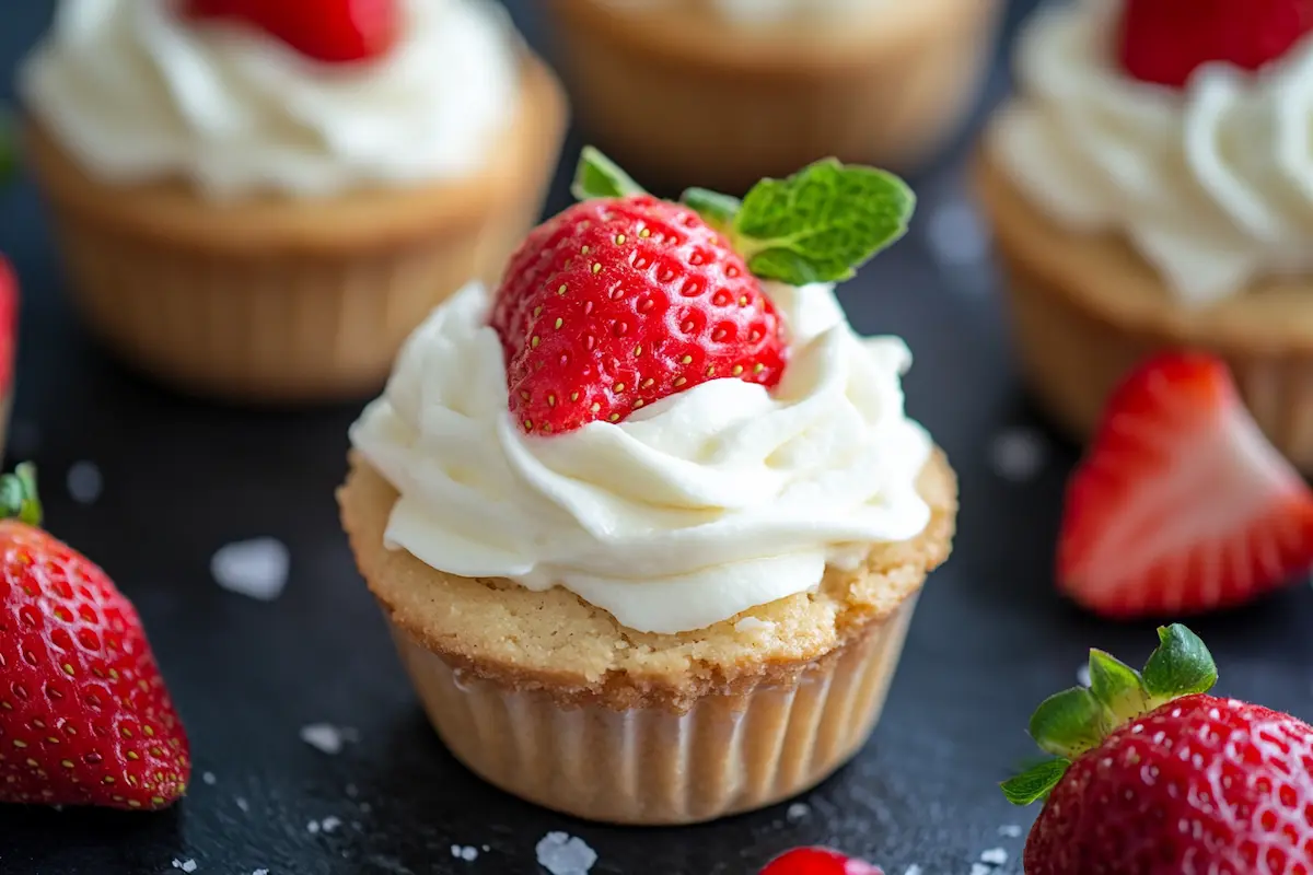 strawberry cheesecake cookie cups with cream cheese filling