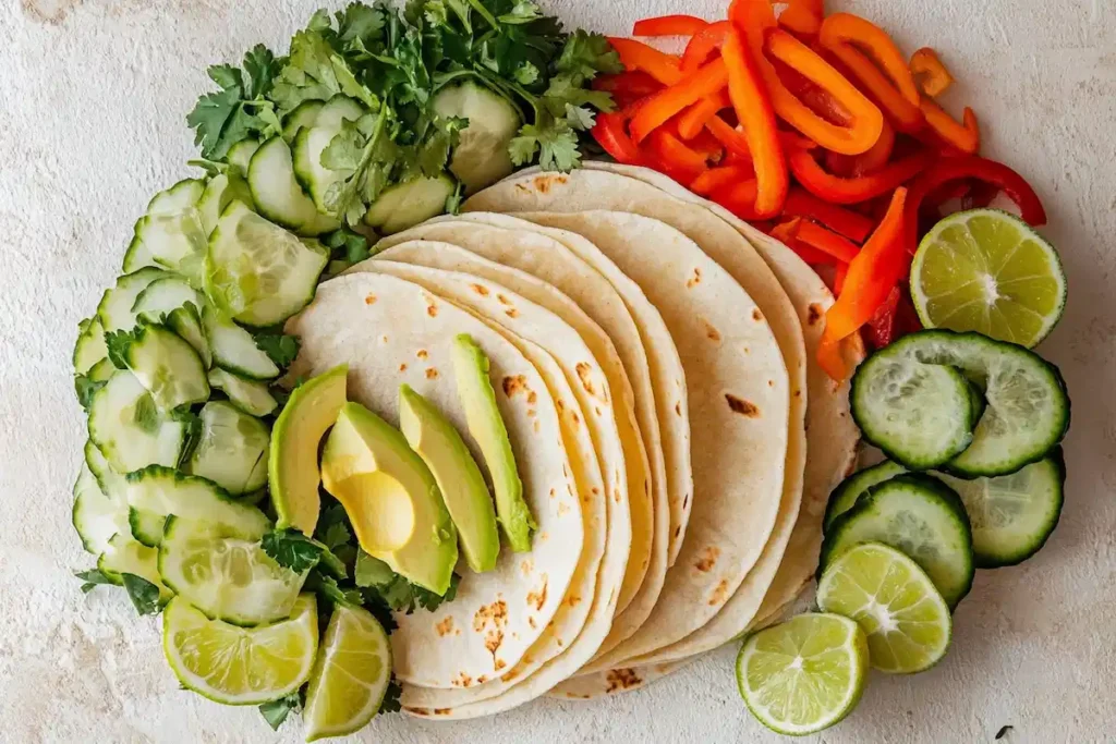 taco tortillas toppings- halibut fish tacos