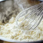 mixing the batter for a Mounds cake recipe