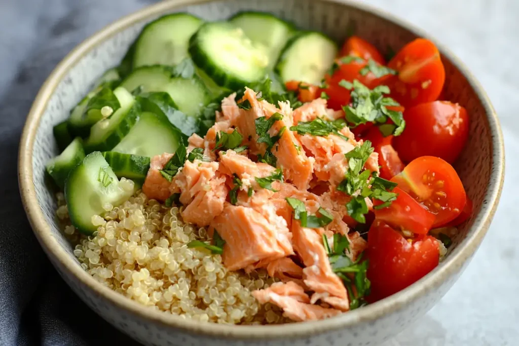 smoked salmon breakfast bowl arrangement- salmon breakfast recipes