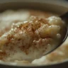Close‑up of spoonful of creamy arroz con leche recipe