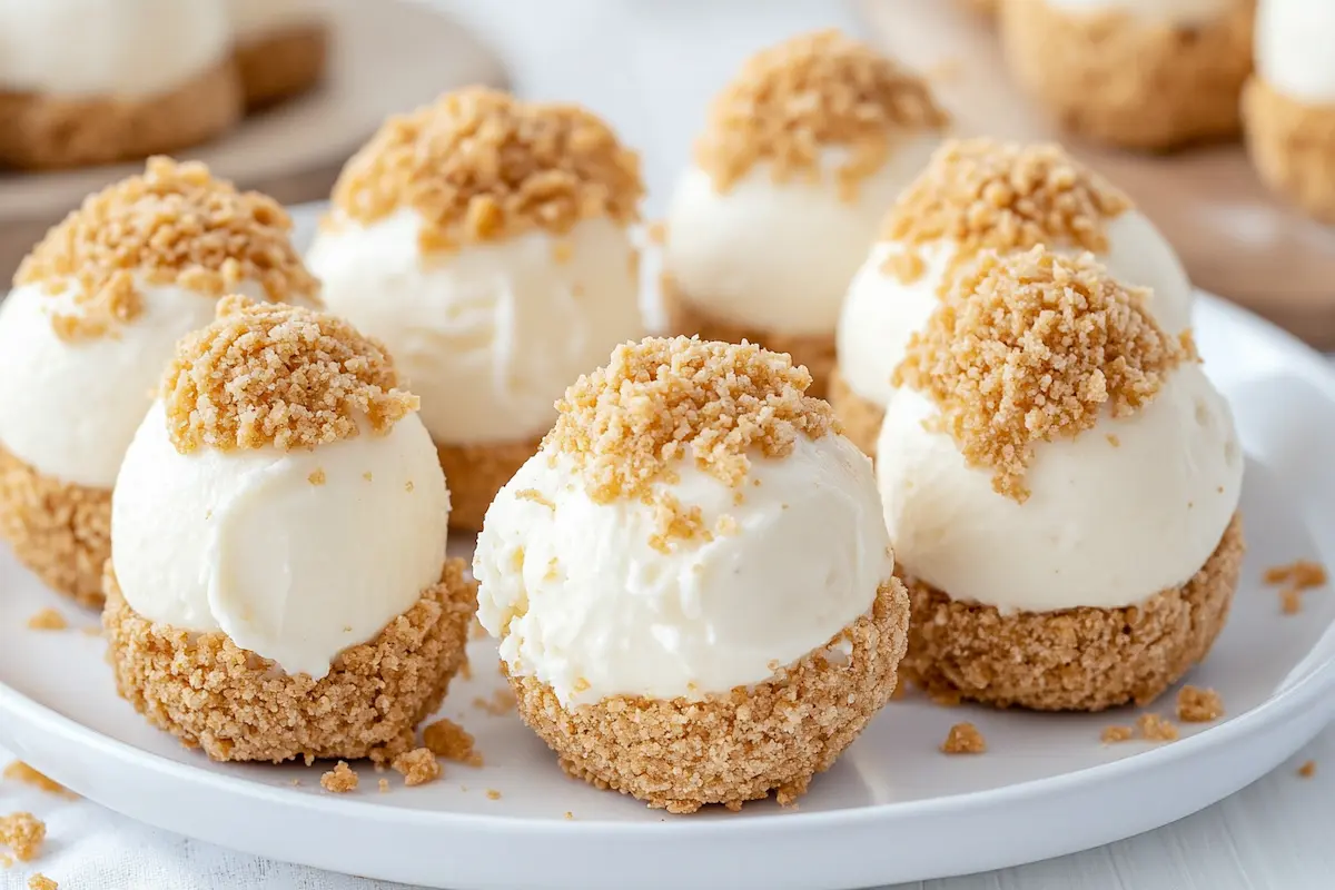 Close-up of finished cheesecake ball recipe